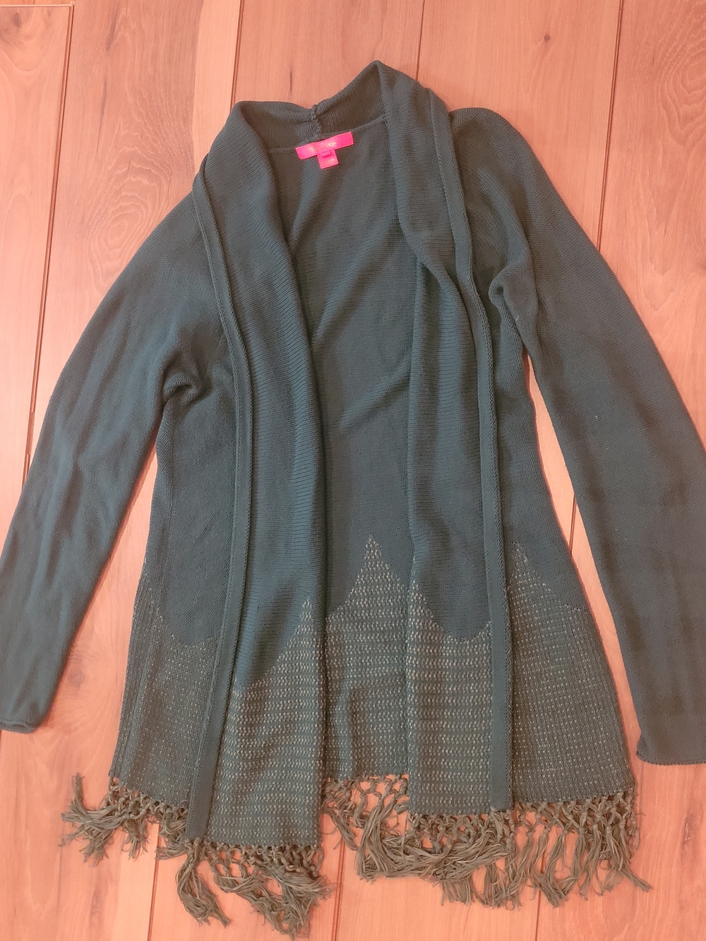 Lilly Pulitzer Tatum Long Fringe Hem Cardigan Hosta Green L